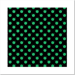 Round Watermelon Black Pattern Posters and Art